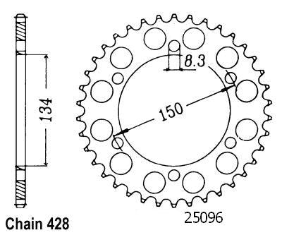 Couronne Acier 48 Dents - Pas 428 - Similaire JTR463