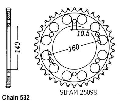 Couronne Acier 45 Dents - Pas 532 - Similaire JTR503