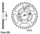 Couronne Acier 36 Dents - Pas 520 - Similaire JTR604