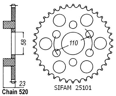 Couronne Acier 41 Dents - Pas 520 - Similaire JTR20