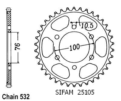 Couronne Acier 43 Dents - Pas 532 - Similaire JTR827
