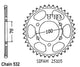 Couronne Acier 52 Dents - Pas 532 - Similaire JTR827