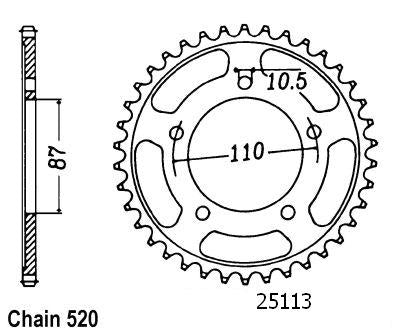 Couronne Acier 39 Dents - Pas 520 - Similaire JTR823