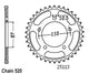 Couronne Acier 39 Dents - Pas 520 - Similaire JTR823