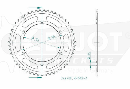 Couronne Acier 51 Dents - Pas 428