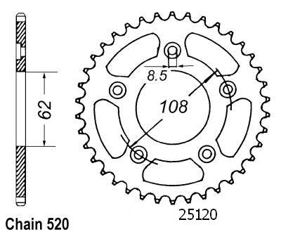 Couronne Acier 39 Dents - Pas 520 - Similaire JTR701