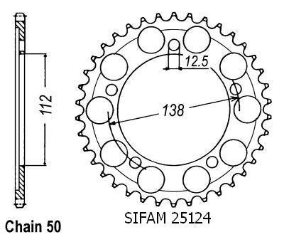 Couronne Acier 45 Dents - Pas 530 - Similaire JTR302