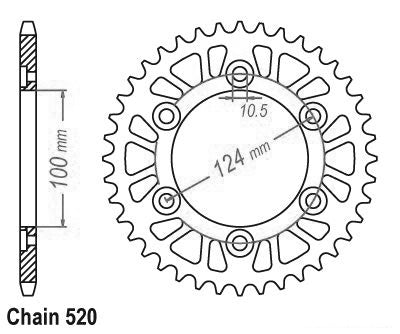 Couronne Alu. 36 Dents - Pas 520 - Similaire JTA735