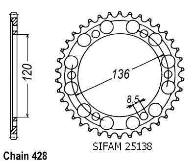 Couronne Acier 56 Dents - Pas 428 - Similaire JTR1847
