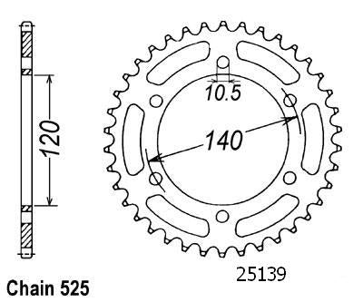 Couronne Acier 46 Dents - Pas 525 - Similaire JTR498