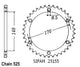 Couronne Acier 47 Dents - Pas 525 - Similaire JTR1821