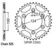 Couronne Acier 38 Dents - Pas 525 - Similaire JTR745