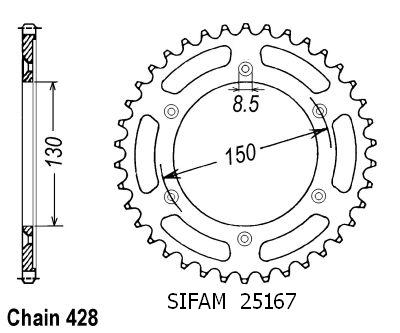 Couronne Acier 51 Dents - Pas 428 - Similaire JTR4374