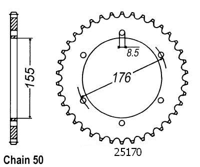 Couronne Acier 42 Dents - Pas 530 - Similaire JTR2011
