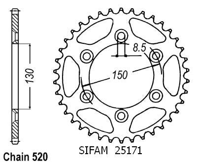 Couronne Alu. 41 Dents - Pas 520 - Similaire JTA251