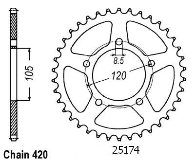 Couronne Acier 50 Dents - Pas 420 - Similaire JTR24