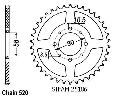 Couronne Acier 45 Dents - Pas 520 - Similaire JTR273