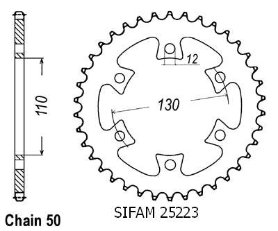 Couronne Acier 36 Dents - Pas 530 - Similaire JTR1420
