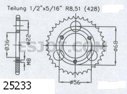 Couronne Acier 28 Dents - Pas 428 - Similaire JTR5233