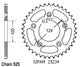 Couronne Acier 39 Dents - Pas 525 - Similaire JTR744