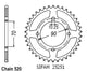 Couronne Acier 43 Dents - Pas 520 - Similaire JTR1414