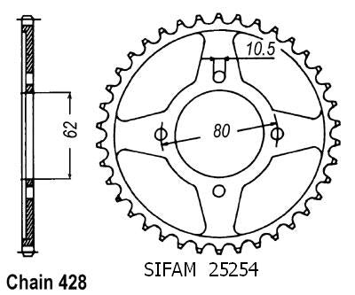 Couronne Acier 54 Dents - Pas 428 - Similaire JTR1843