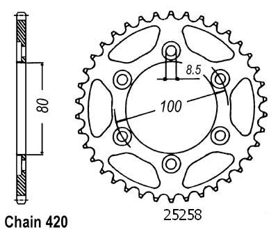 Couronne Acier 52 Dents - Pas 420 - Similaire JTR1076