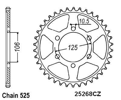 Couronne Acier 47 Dents - Pas 525 - Similaire JTR2014