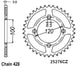 Couronne Acier 52 Dents - Pas 428 - Similaire JTR1140