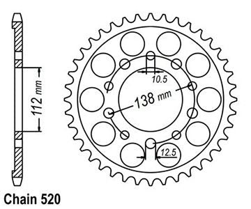 Couronne Alu. 48 Dents - Pas 520 - Similaire JTA1303