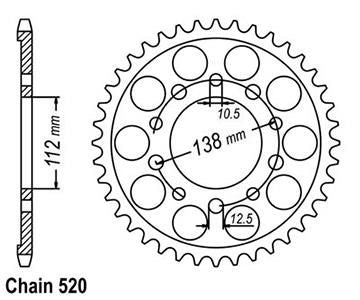 Couronne Acier 41 Dents - Pas 520 - Similaire JTA1303