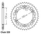 Couronne Alu. 44 Dents - Pas 520 - Similaire JTA1308