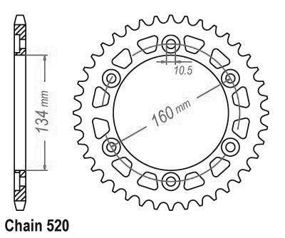 Couronne Alu. 48 Dents - Pas 520 - Similaire JTA1308