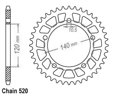 Couronne Alu. 41 Dents - Pas 520 - Similaire JTA1793