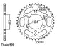 Couronne Alu. 47 Dents - Pas 520 - Similaire JTA478