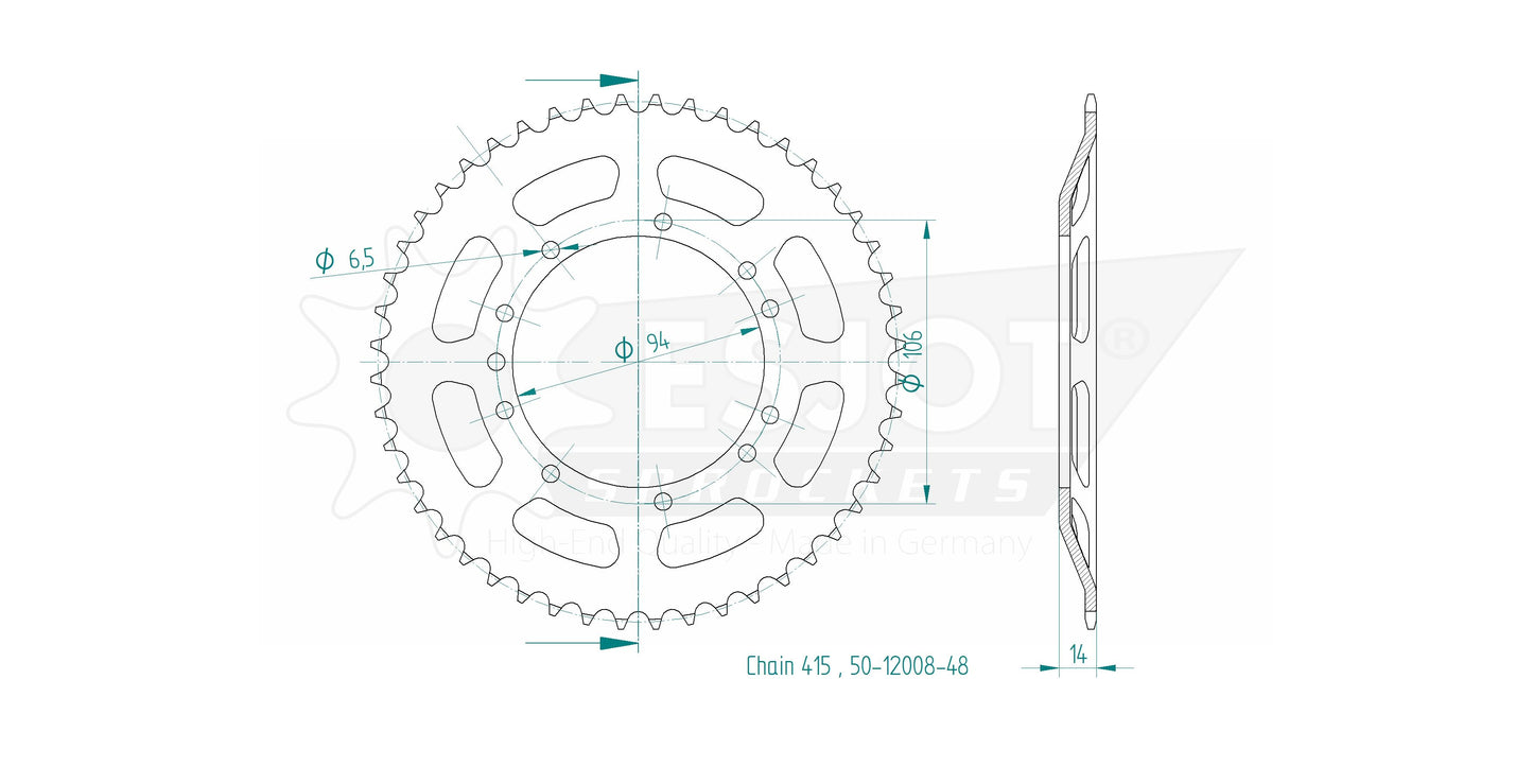 Couronne Acier 48 Dents - Pas 415 - Similaire JTR5225