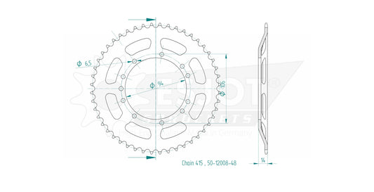 Couronne Acier 48 Dents - Pas 415 - Similaire JTR5225
