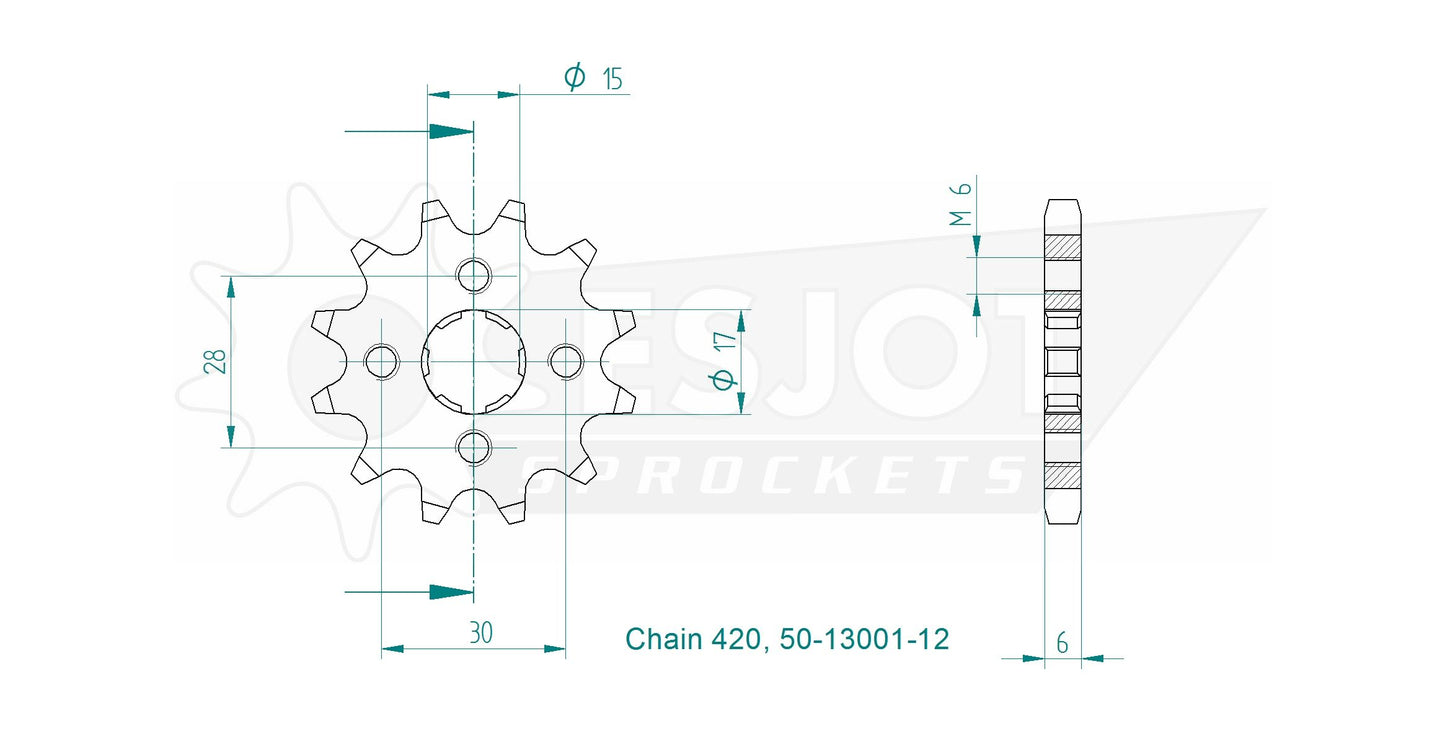 Pignon 12 Dents - Pas 420 - Similaire JTF253