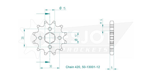 Pignon 12 Dents - Pas 420 - Similaire JTF253