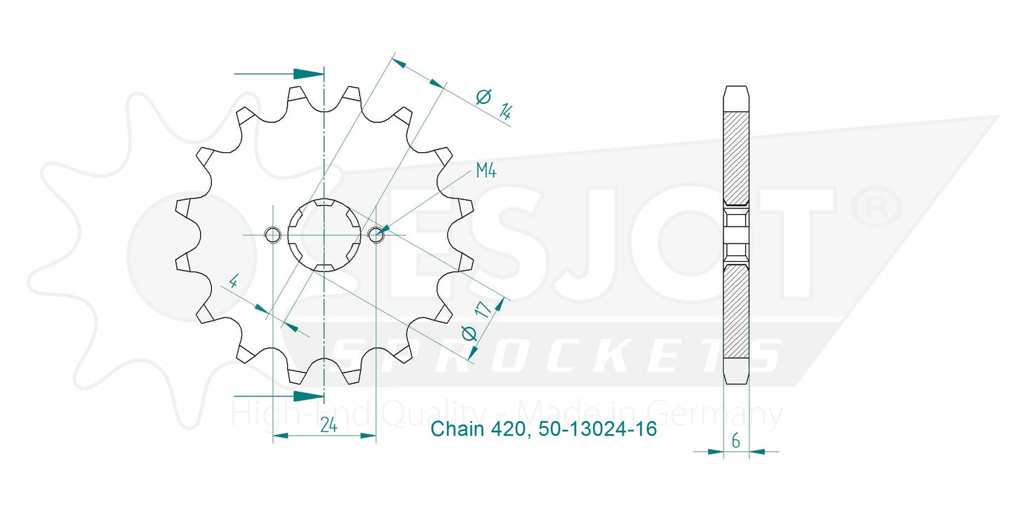 Pignon 16 Dents - Pas 420 - Similaire JTF1128