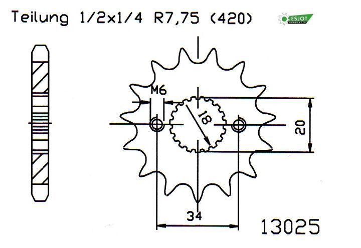 Pignon Ultralight 13 Dents - Pas 420 - Similaire JTR894