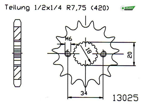 Pignon Ultralight 14 Dents - Pas 420 - Similaire JTF1310