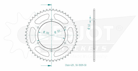 Couronne Acier 50 Dents - Pas 420 - Similaire JTR1133