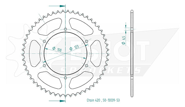 Couronne Acier 53 Dents - Pas 420 - Similaire JTR1133