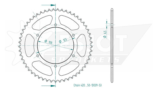Couronne Acier 53 Dents - Pas 420 - Similaire JTR1133