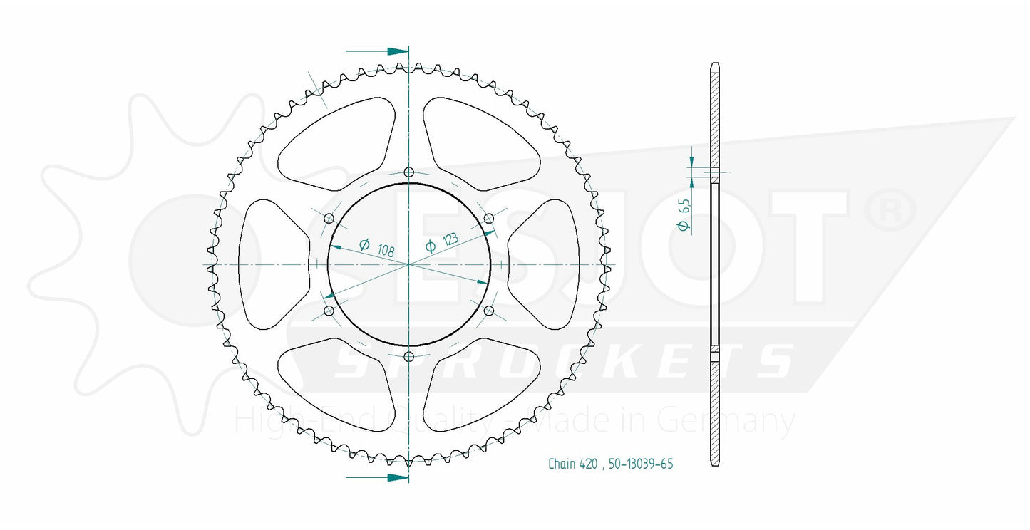 Couronne Acier 65 Dents - Pas 420 - Similaire JTR1133