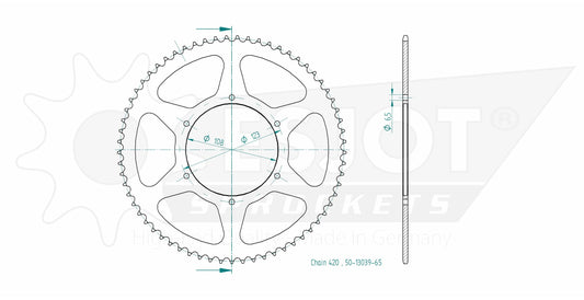Couronne Acier 65 Dents - Pas 420 - Similaire JTR1133
