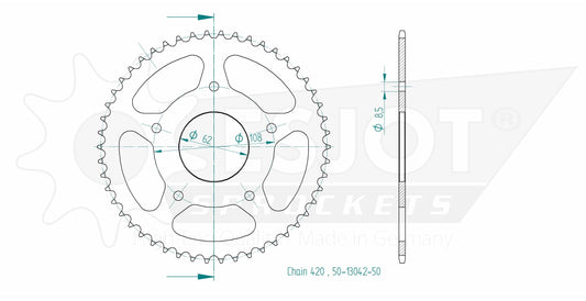 Couronne Acier 50 Dents - Pas 420