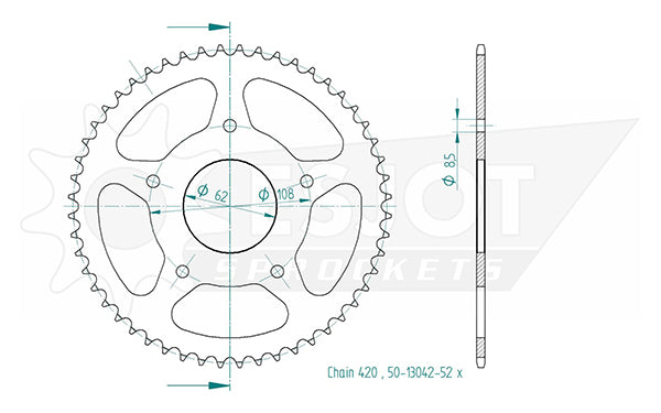 Couronne Acier 52 Dents - Pas 420