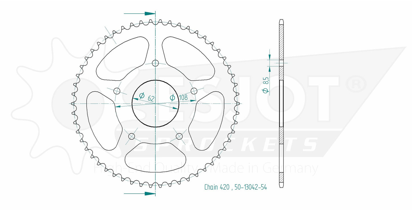 Couronne Acier 54 Dents - Pas 420